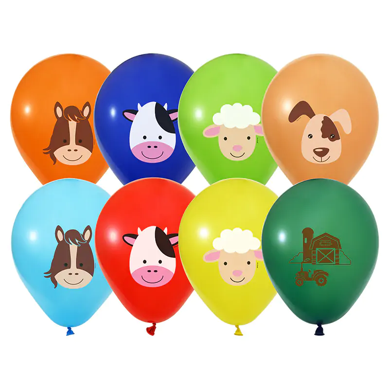 4+1 Farm Animals Printed 12" Balloon 100 PCS