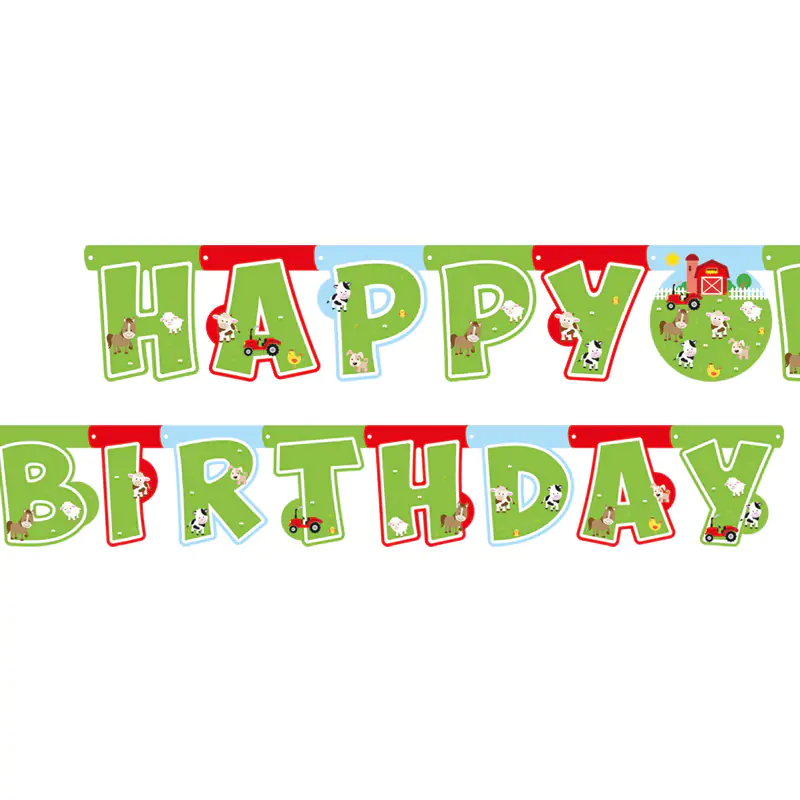 Farm Animals Happy Birthday Letter Banner