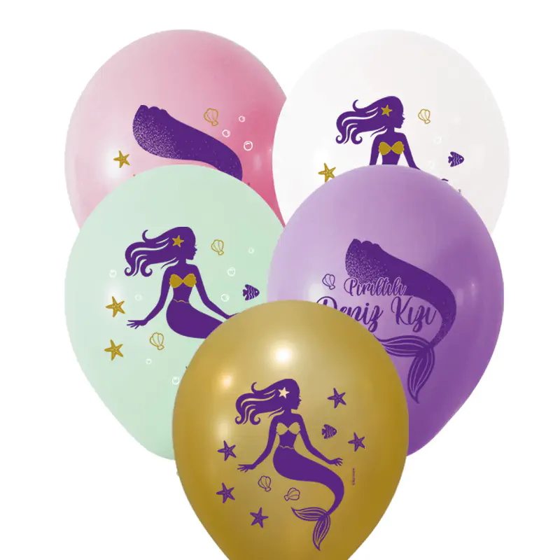3+1 Shining Mermaid Printed 12" Balloon 100 PCS