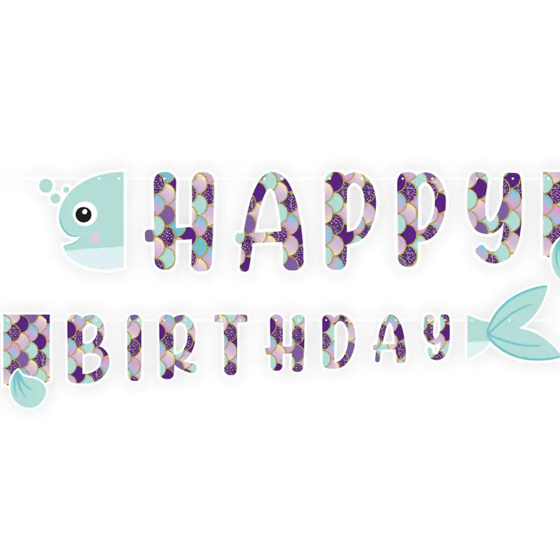 Shining Mermaid Happy Birthday Letter Banner (2,10 m)