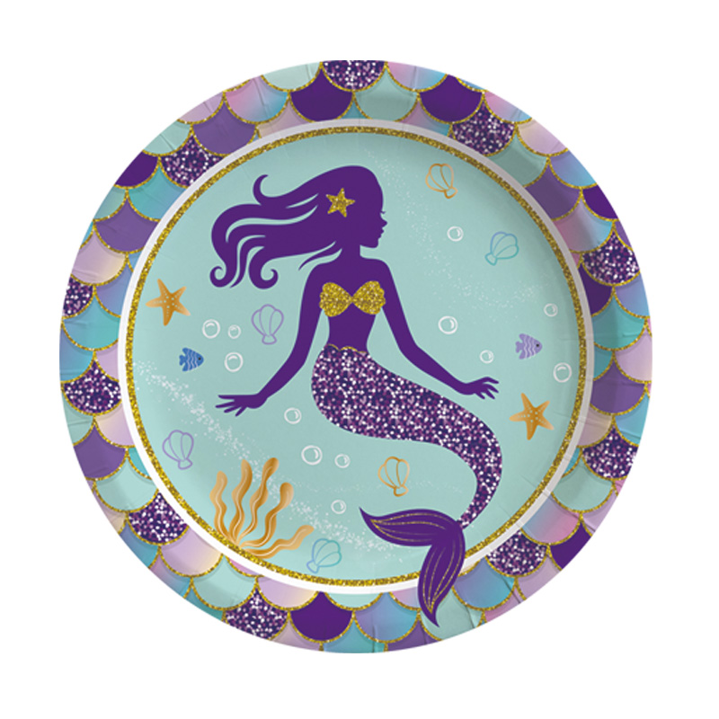 Shining Mermaid Paper Plates 8 PCS