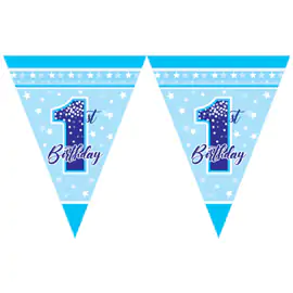 First Birthday Stars Boy Flag Banner