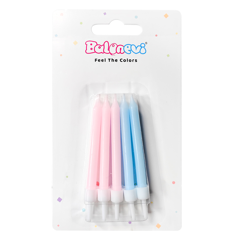 Makaron Pembe Makaron Mavi Uzun Mum 10'lu