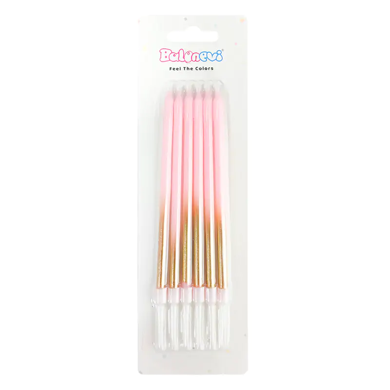 Gold Makaron Pembe Mum 6'lı