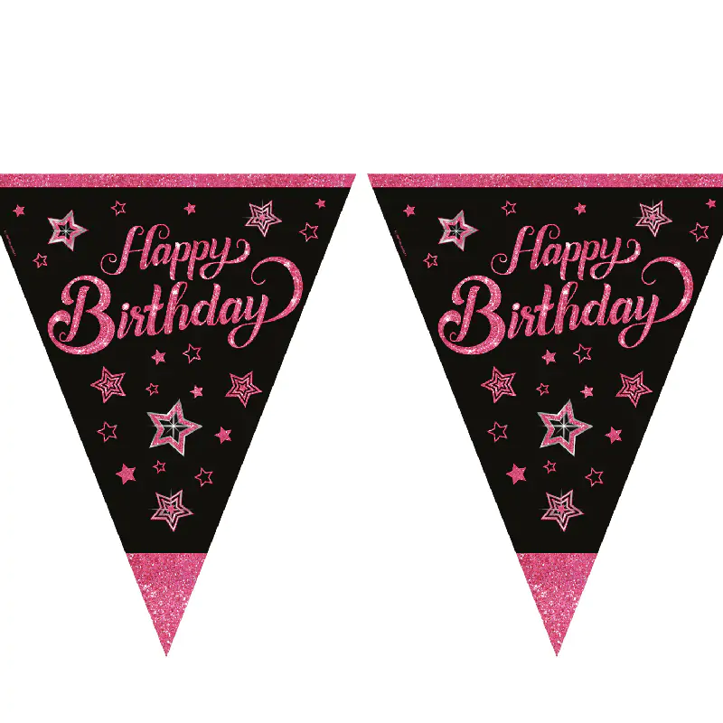 Pink Stars Birthday Flag Banner (2,90 m)