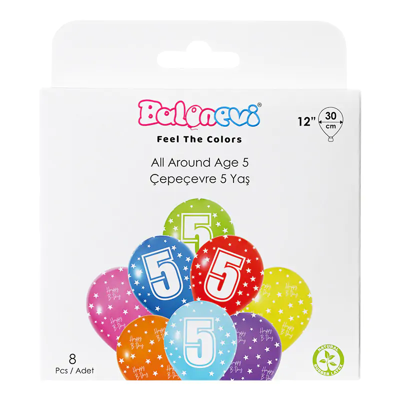 All Around Age 5 12" Balloon Set