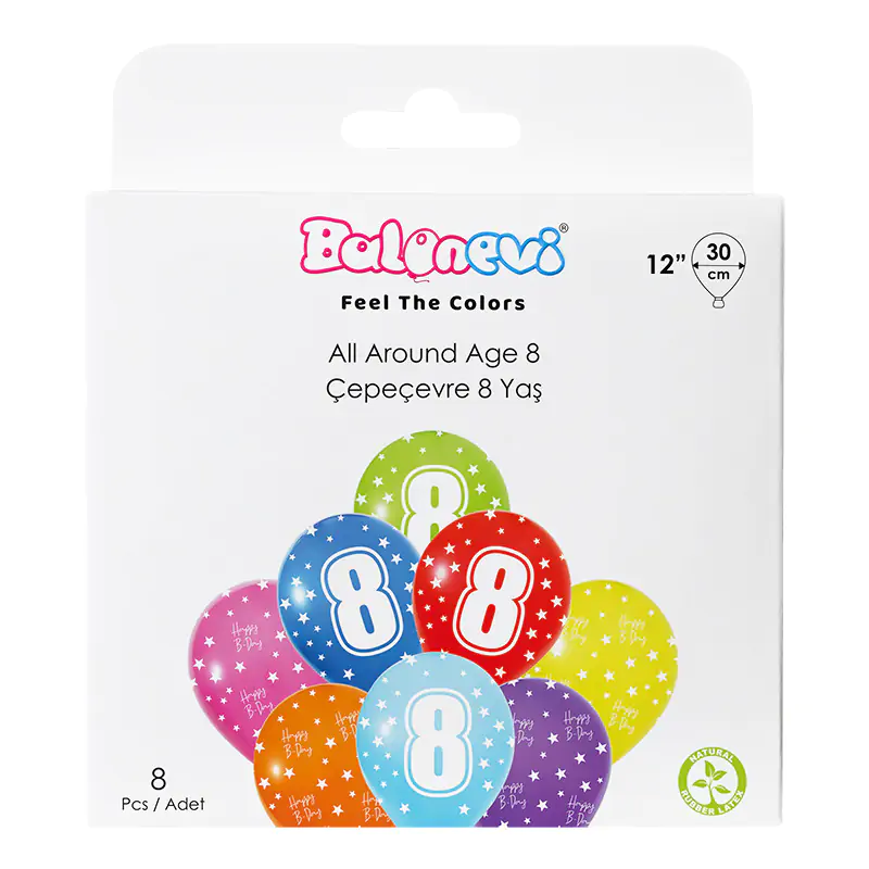 All Around Age 8 12" Balloon Set