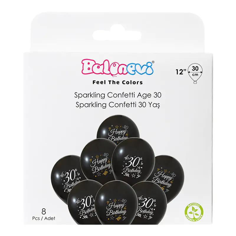 Sparkling Confetti Age 30 12" Balloon Set