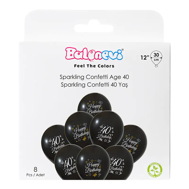 Sparkling Confetti Age 40 12" Balloon Set