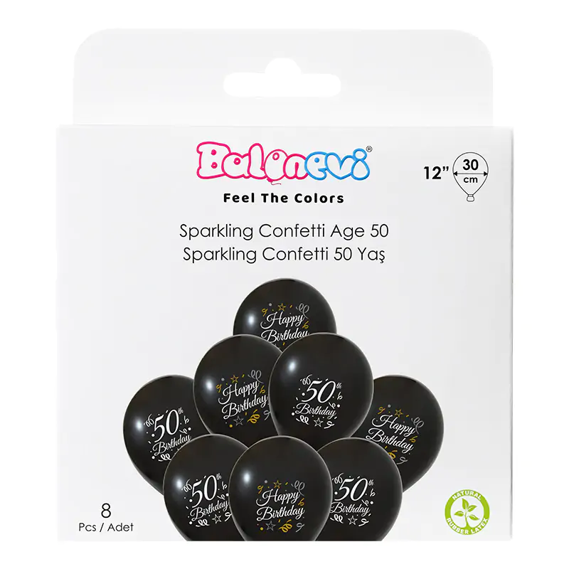 Sparkling Confetti Age 50 12" Balloon Set