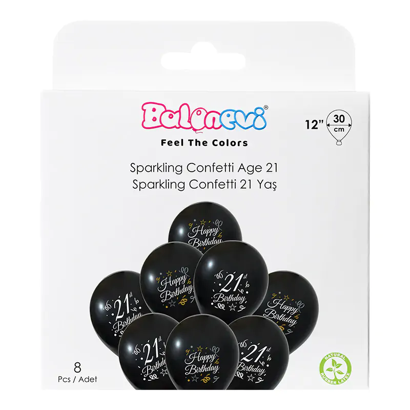 Sparkling Confetti Age 21 12" Balloon Set