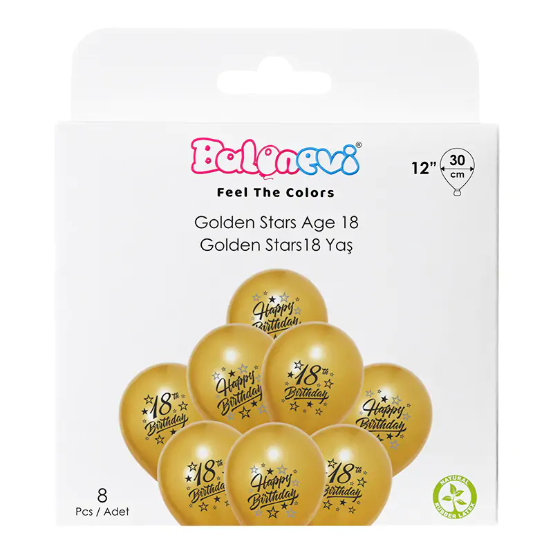 Golden Stars Age 18 12" Balloon Set
