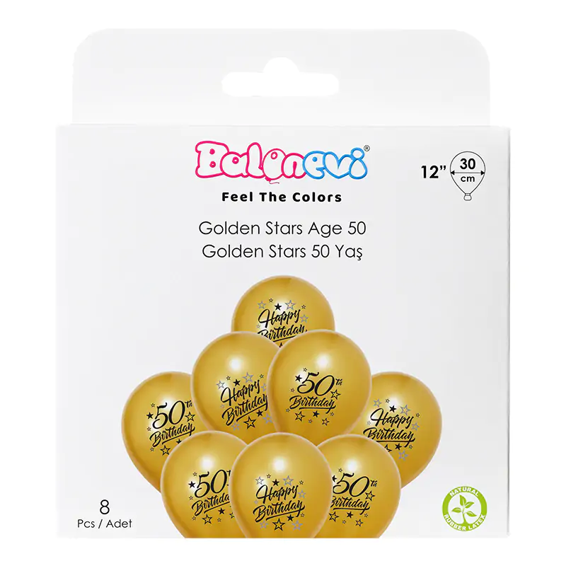Golden Stars Age 50 12" Balloon Set