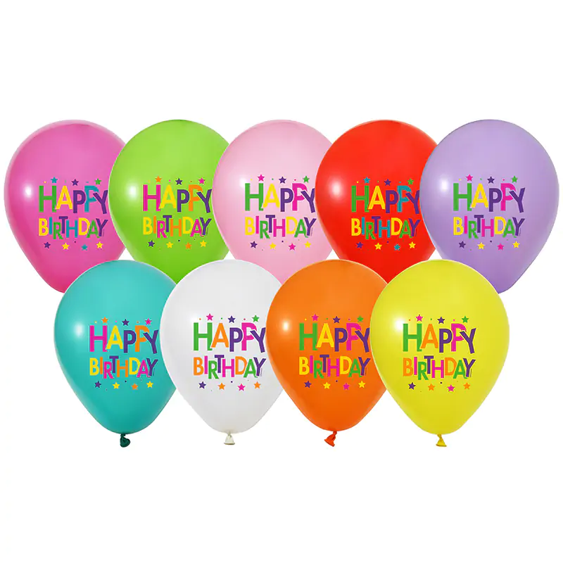 4+0 Superstar Birthday Printed 12” Pastel Balloon 100 PCS